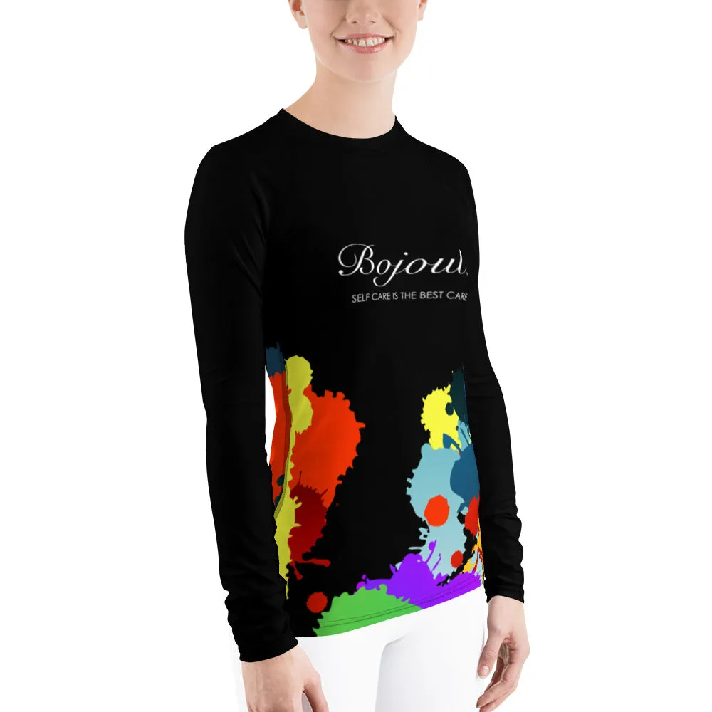 Women's Long Sleeve Black Paint Splashed Shirt