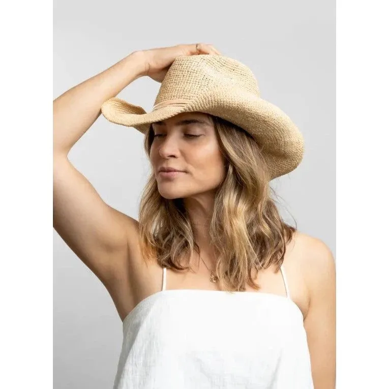Women's Raffia Crochet Cowboy Hat