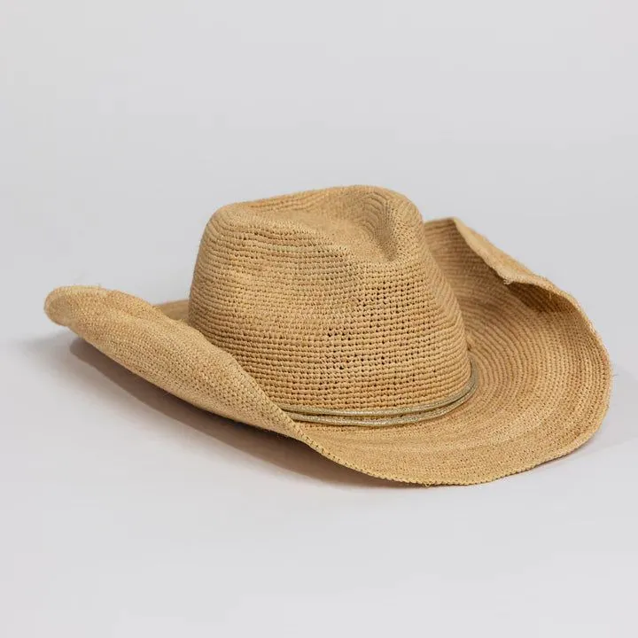 Women's Raffia Crochet Cowboy Hat