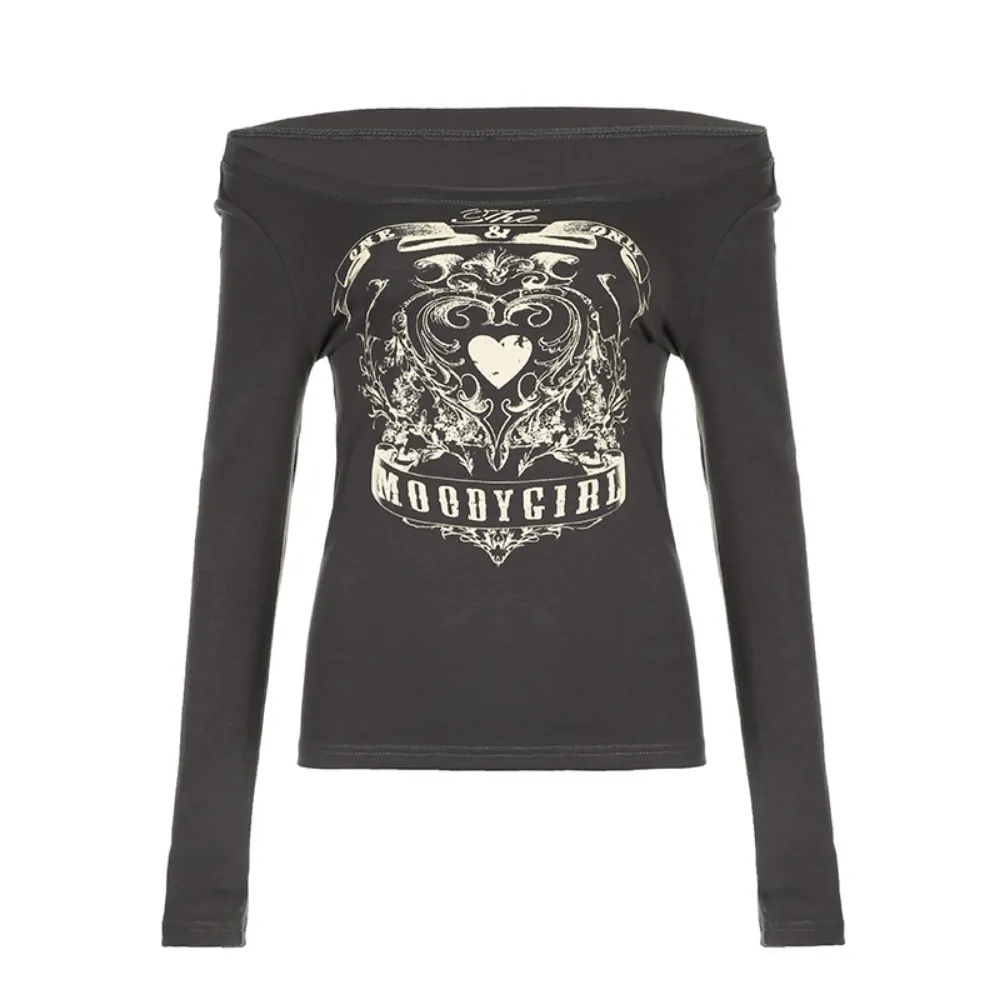 Women's Retro Love Print Long Sleeve