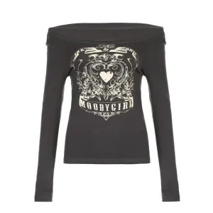 Women's Retro Love Print Long Sleeve