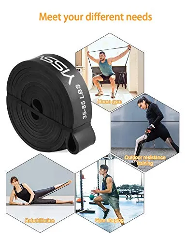 YISSVIC Resistance Band for Workout 35-85LBS Pull Up Band with Door Anchor Carry Pouch for Men Women Exercise Heavy Weight - Black, 2080x32x4.5mm