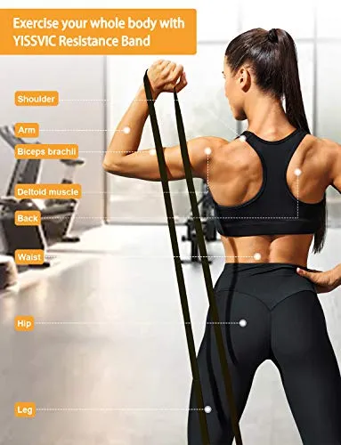 YISSVIC Resistance Band for Workout 35-85LBS Pull Up Band with Door Anchor Carry Pouch for Men Women Exercise Heavy Weight - Black, 2080x32x4.5mm