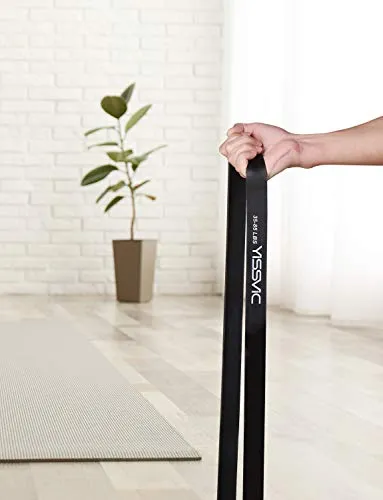 YISSVIC Resistance Band for Workout 35-85LBS Pull Up Band with Door Anchor Carry Pouch for Men Women Exercise Heavy Weight - Black, 2080x32x4.5mm