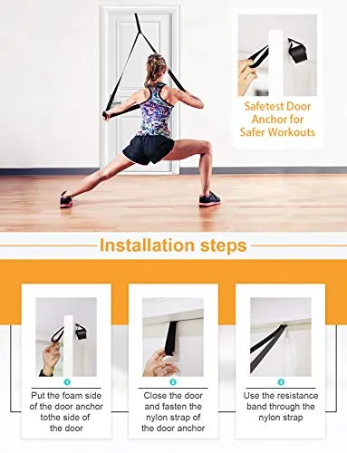 YISSVIC Resistance Band for Workout 35-85LBS Pull Up Band with Door Anchor Carry Pouch for Men Women Exercise Heavy Weight - Black, 2080x32x4.5mm